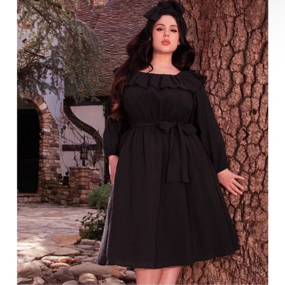 La Femme en Noir Black Divination Peasant Dress - Picture 1 of 1